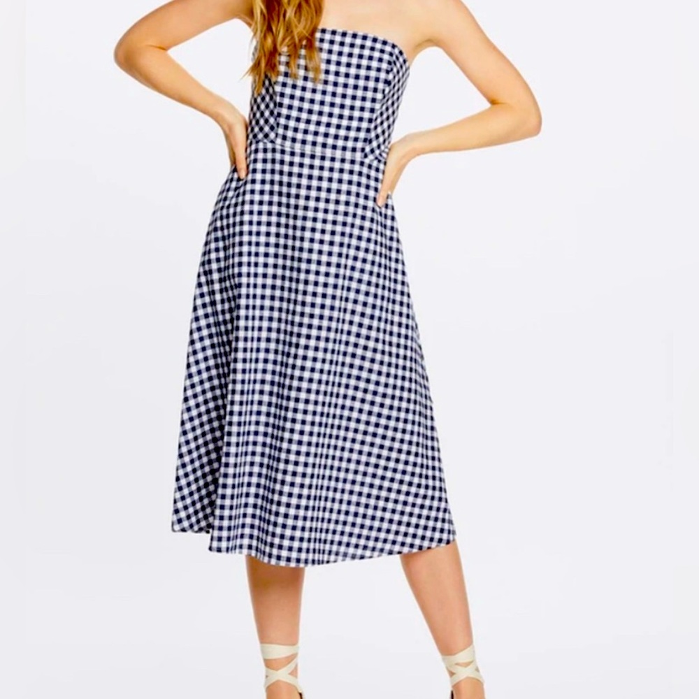 Draper James Blue and White Strapless Sundress